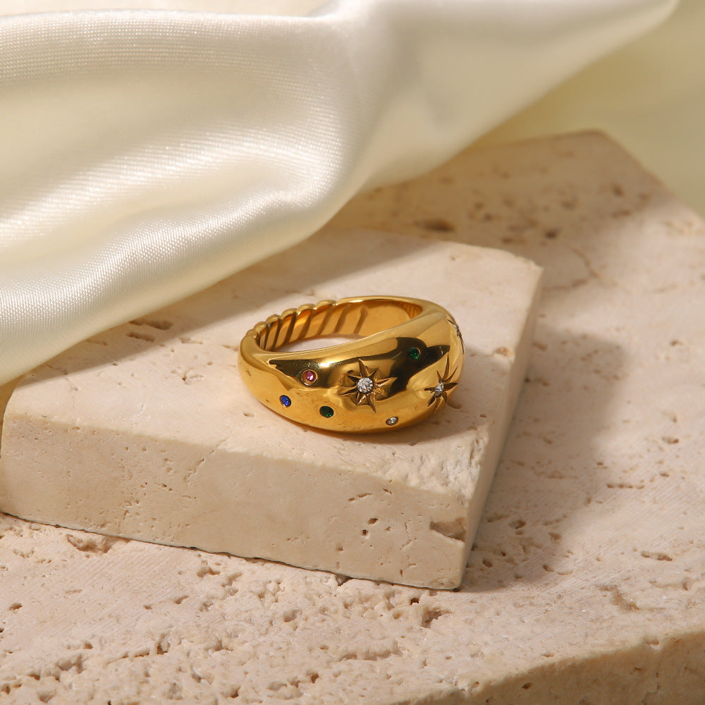 Eternity Signet Ring 18K Gold Plated Artshiney