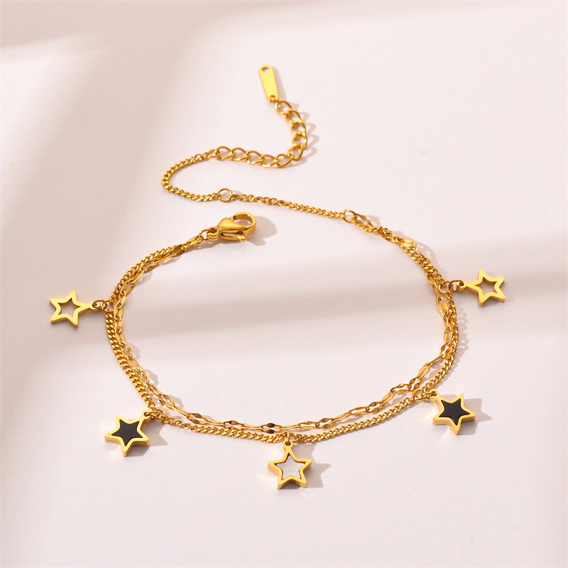 Fashionable romantic five-pointed star design all-match bracelet Artshiney