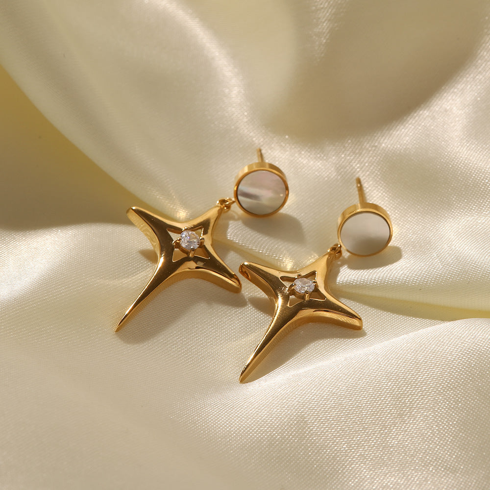 Andromeda Cross Earrings 18K Gold Plated Artshiney