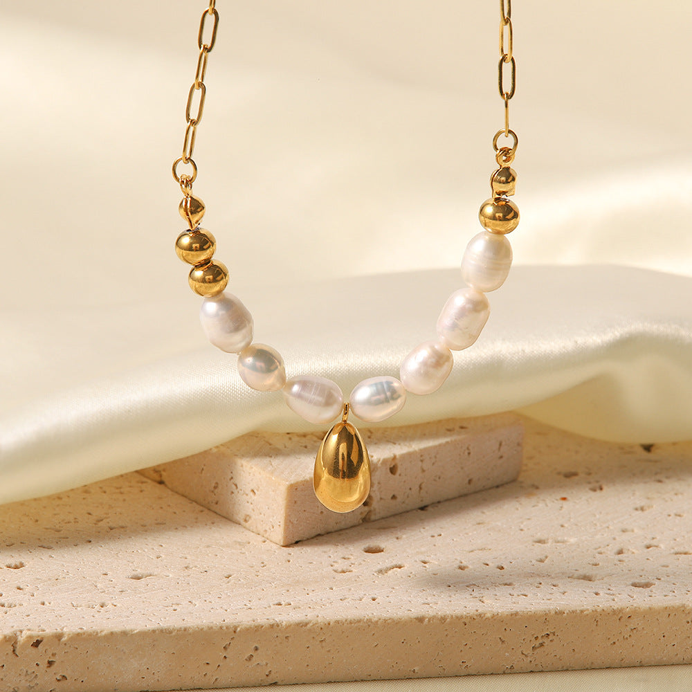 Mother of Pearl Necklace 18K Gold Plated Artshiney