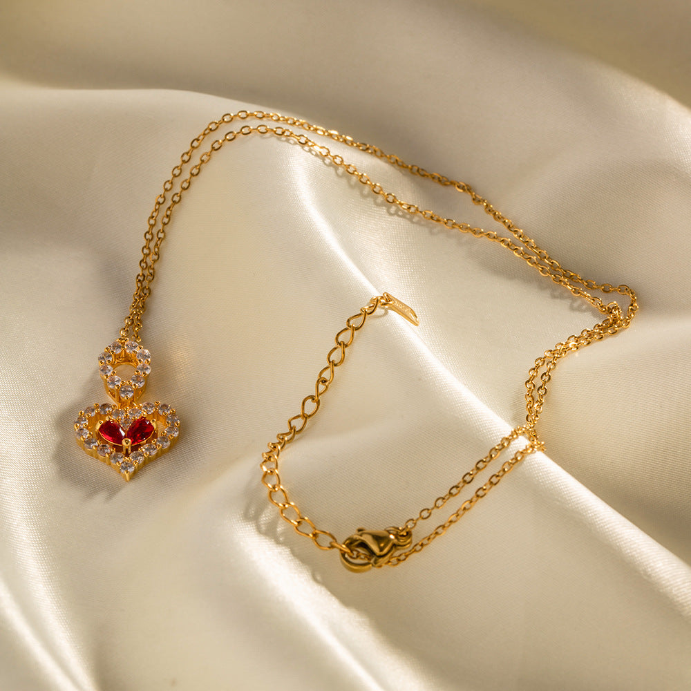 Vintage Valentina Heart Necklace 18K Gold Plated Artshiney
