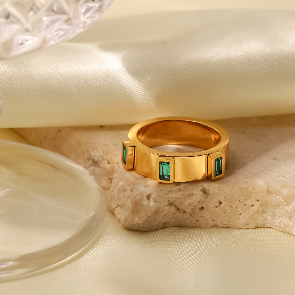 18K Gold Plated Baguette Ring Artshiney