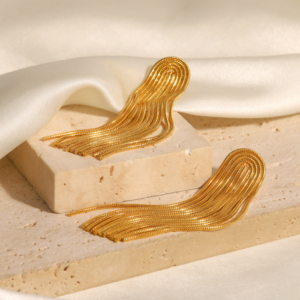 18k Gold Plated Talia Tassel Earrings Artshiney