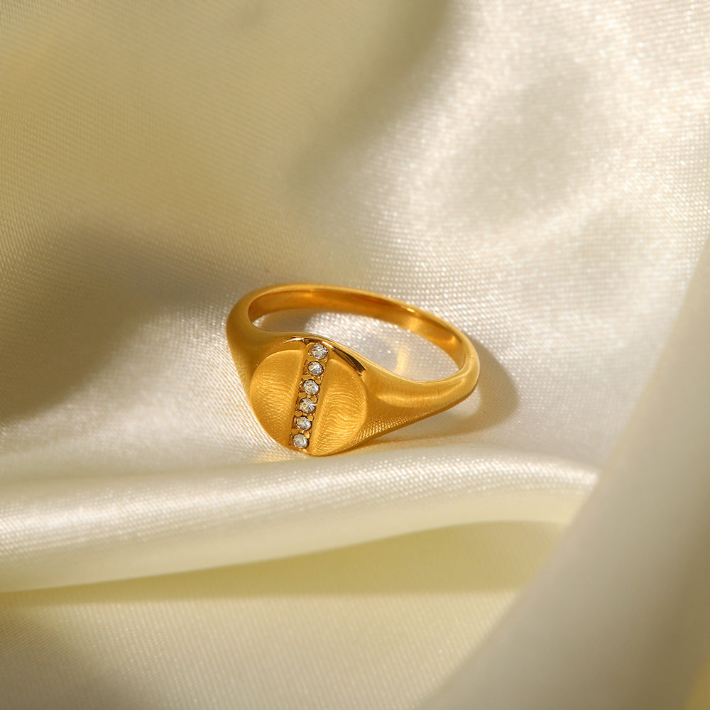 18K Gold Plated Inlaid Cubic Zirconia Ring Artshiney