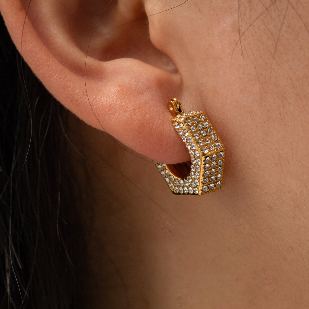 18K Gold Trouvaille Hollow Zircon Earrings Artshiney