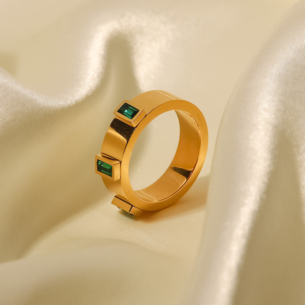 18K Gold Plated Baguette Ring Artshiney