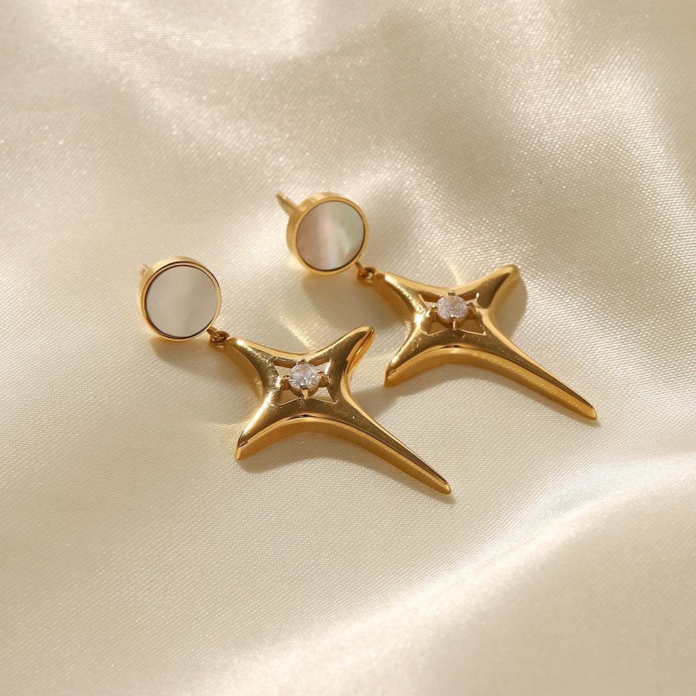 Andromeda Cross Earrings 18K Gold Plated Artshiney
