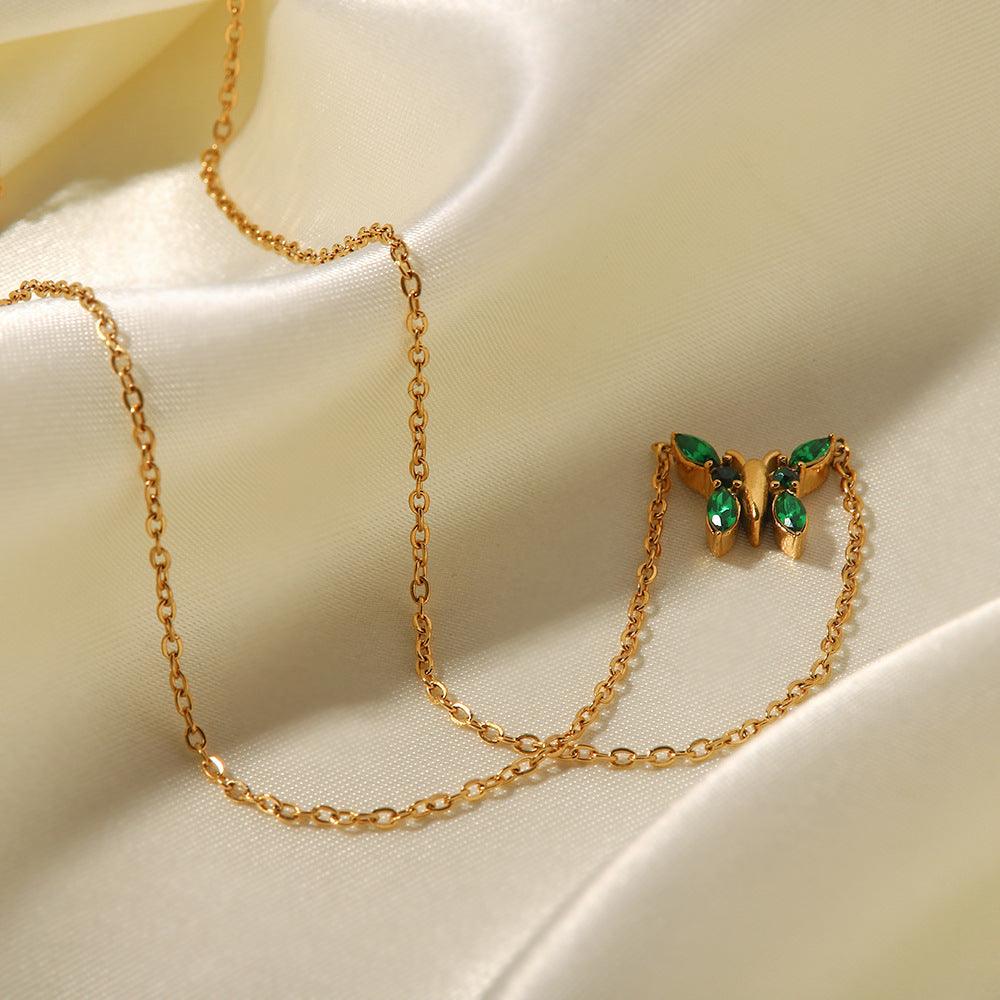 Bonita Butterfly Necklace 18k Gold Plated Artshiney