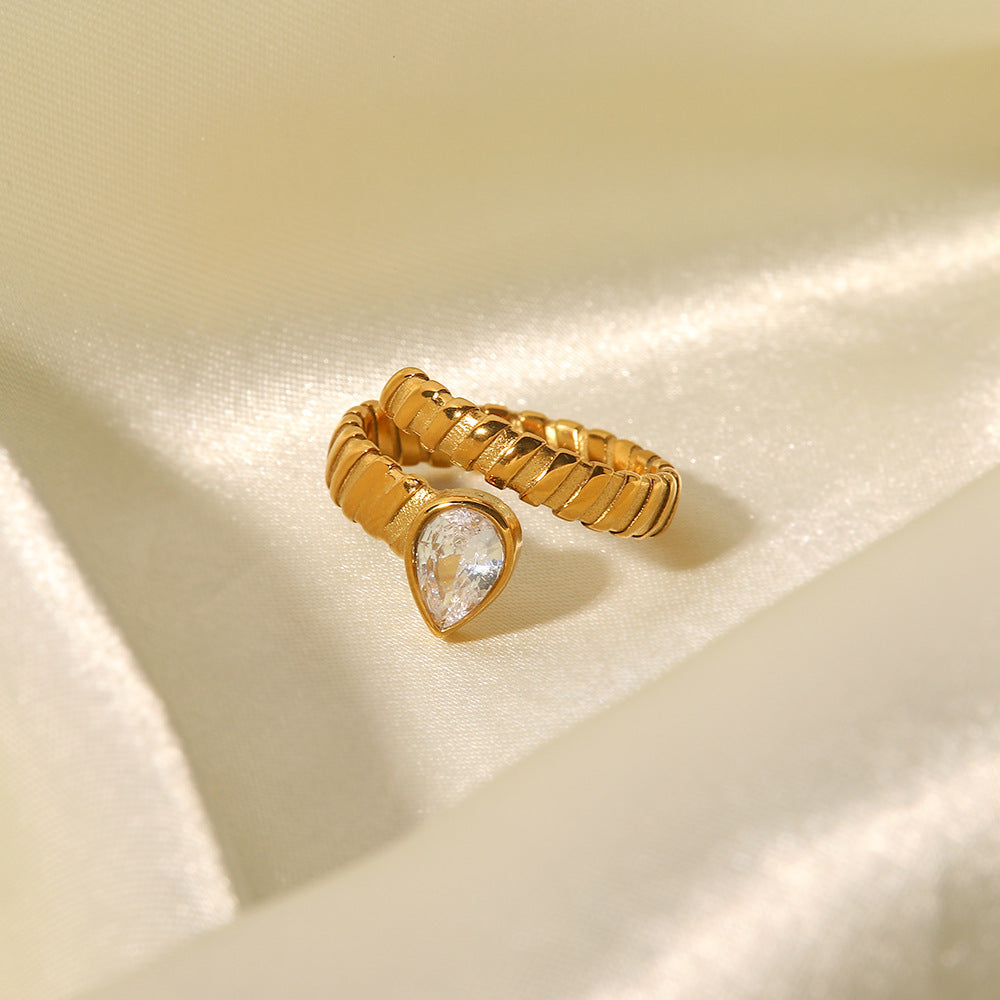 Tiana Drop Ring 18K Gold Plated Artshiney