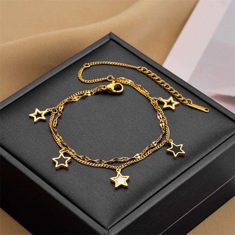 Fashionable romantic five-pointed star design all-match bracelet Artshiney