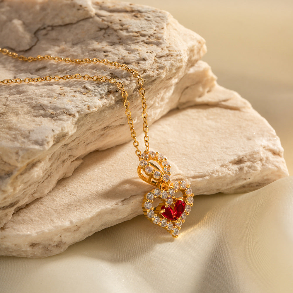 Vintage Valentina Heart Necklace 18K Gold Plated Artshiney