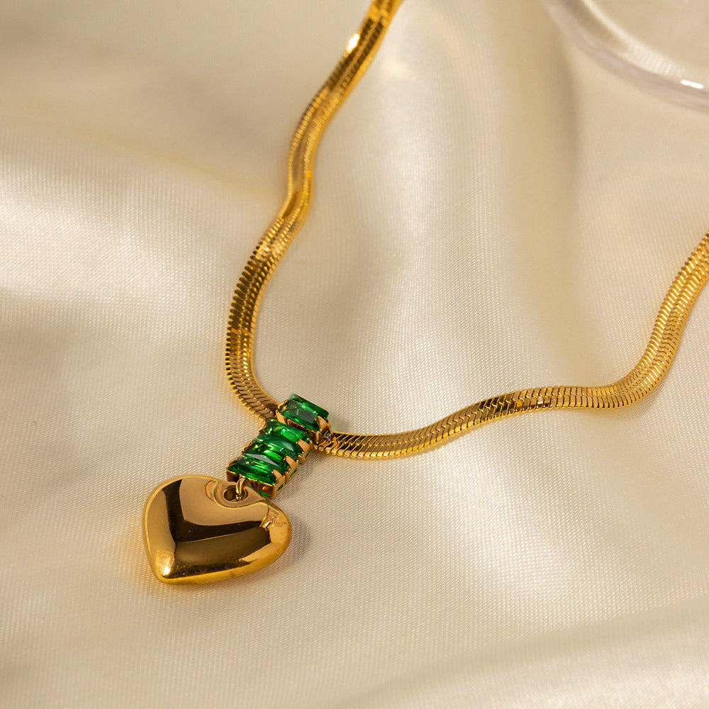Enchanted Love Green Zircon Necklace Artshiney