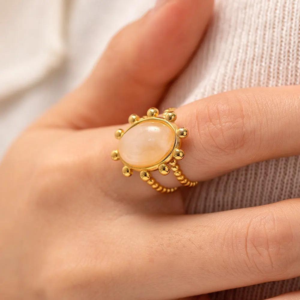 Sirens Gemstone Rings Inlaid 18k Gold Plated