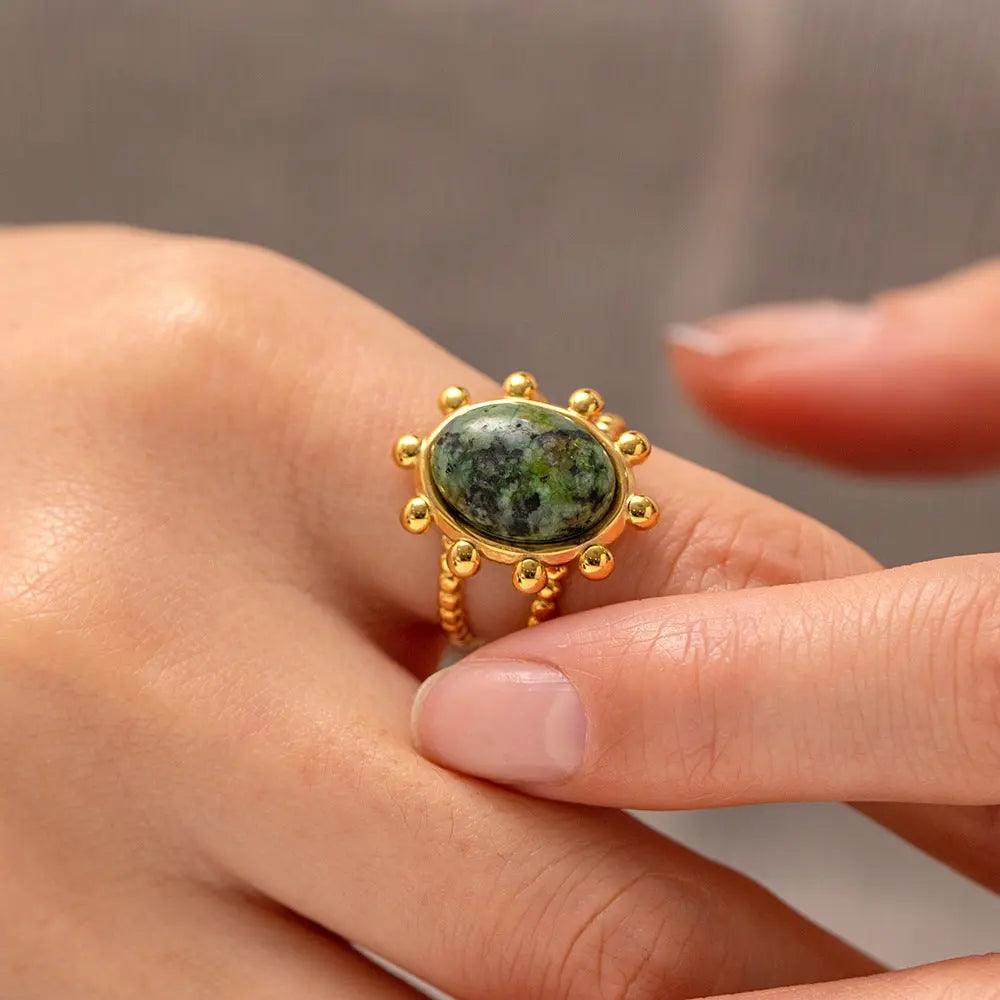 Sirens Gemstone Rings Inlaid 18k Gold Plated